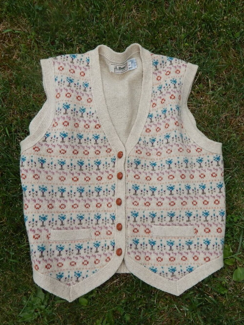 Vintage L.L. Bean Womens 100% Pure Wool Sweater Vest Size Large